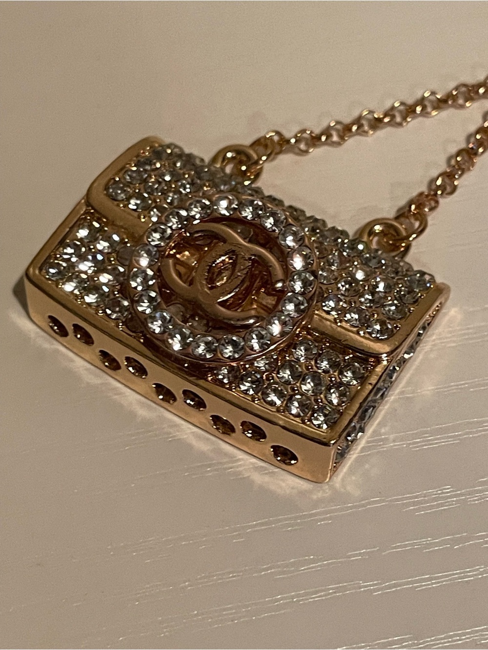 Gold-Tone Crystal Mini Bag charm / keychain